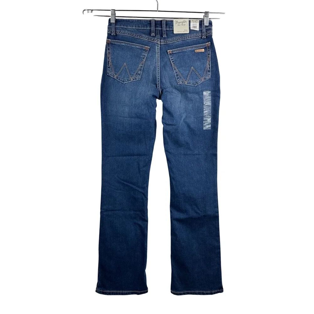 Wrangler Retro Mae Jeans sz 28 Blue Mid Rise Boot Cut‎ rodeo western